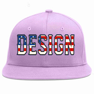 Custom Light Purple Vintage USA Flag-Gold Flat Eaves Sport Baseball Cap Design for Men/Women/Youth