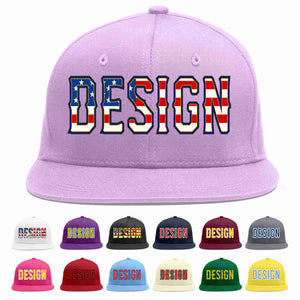 Custom Light Purple Vintage USA Flag-Gold Flat Eaves Sport Baseball Cap Design for Men/Women/Youth