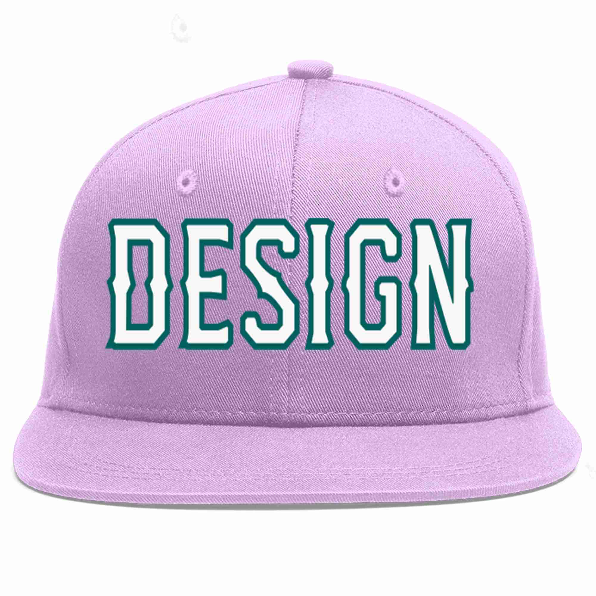 Custom Light Purple White-Aqua Flat Eaves Sport Baseball Cap Design for Men/Women/Youth