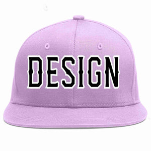 Conception personnalisée de casquette de baseball de sport à avant-toit plat violet clair noir-blanc pour hommes/femmes/jeunes