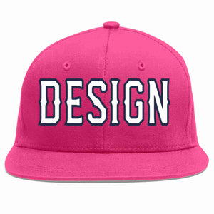 Conception personnalisée de casquette de baseball de sport à avant-toit plat Rose rouge blanc-marine pour hommes/femmes/jeunes