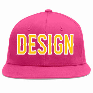 Conception personnalisée de casquette de baseball de sport à avant-toit plat rose rouge or-blanc pour hommes/femmes/jeunes