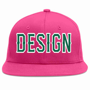 Casquette de baseball personnalisée Rose rouge Kelly vert-blanc, Design plat pour hommes/femmes/jeunes