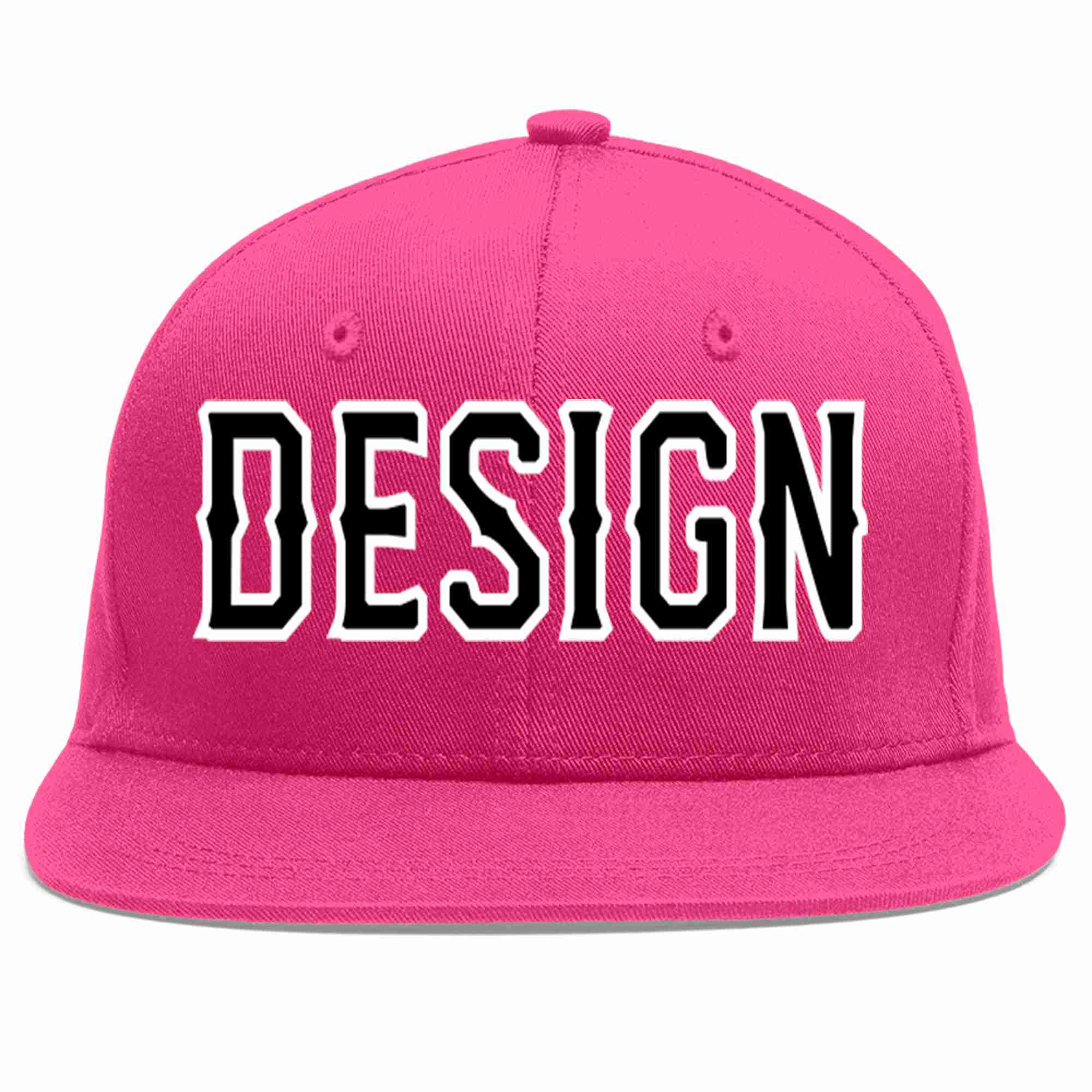 Conception personnalisée de casquette de baseball de sport à avant-toit plat rose rouge noir-blanc pour hommes/femmes/jeunes