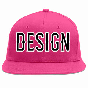 Custom Rose Red Black-White Flat Eaves Sport Baseball Cap Design for Men/Women/Youth