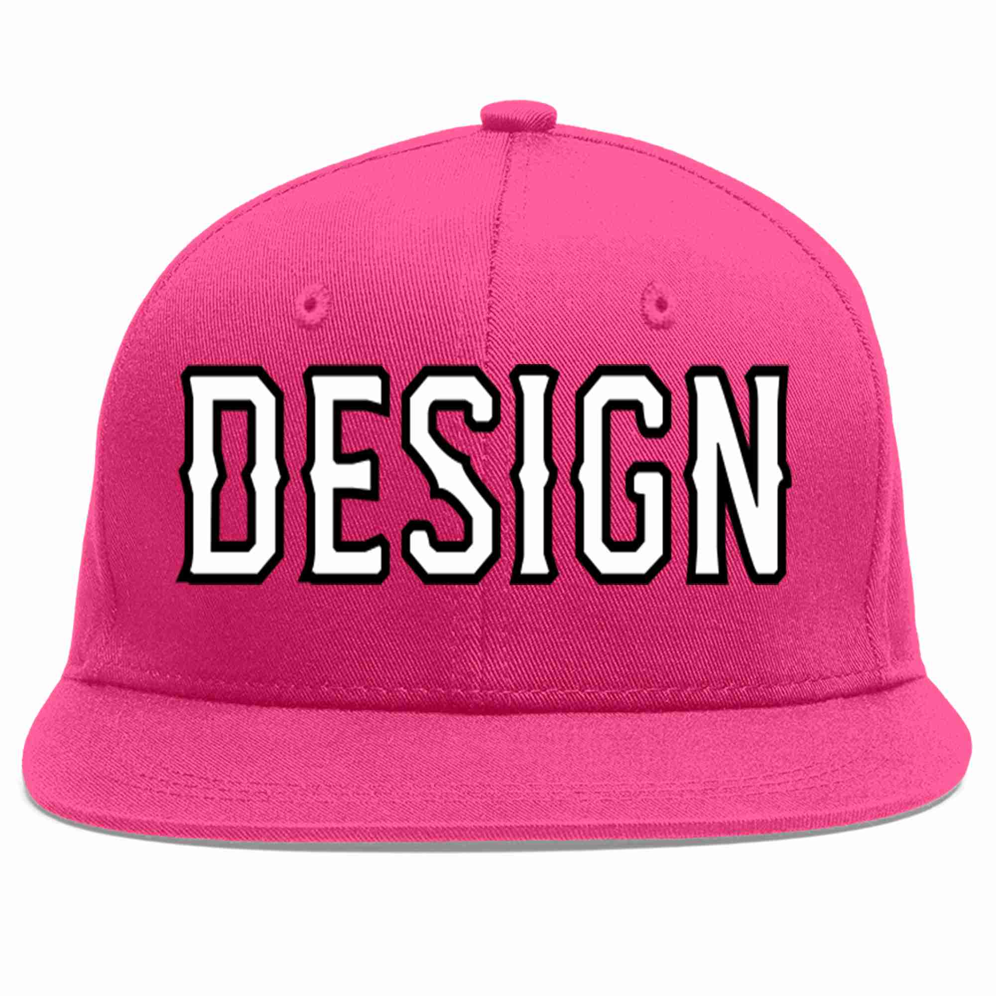 Conception personnalisée de casquette de baseball de sport à avant-toit plat rose rouge blanc-noir pour hommes/femmes/jeunes