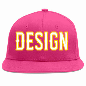 Conception personnalisée de casquette de baseball de sport à avant-toit plat rose rouge blanc-or pour hommes/femmes/jeunes