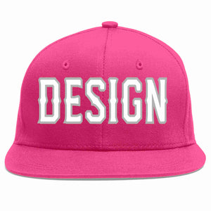 Custom Rose Red White-Gray Flat Eaves Sport Baseball Cap Design for Men/Women/Youth