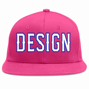 Custom Rose Red White-Royal Flat Eaves Sport Baseball Cap Design for Men/Women/Youth