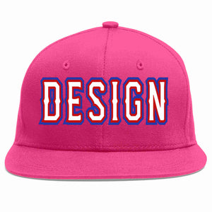 Conception personnalisée de casquette de baseball de sport à avant-toit plat rose rouge blanc-rouge pour hommes/femmes/jeunes