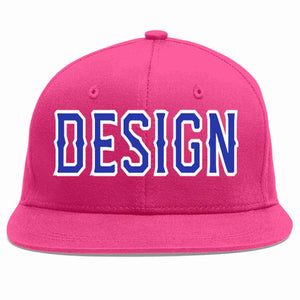 Custom Rose Red Royal-White Flat Eaves Sport Baseball Cap Design for Men/Women/Youth