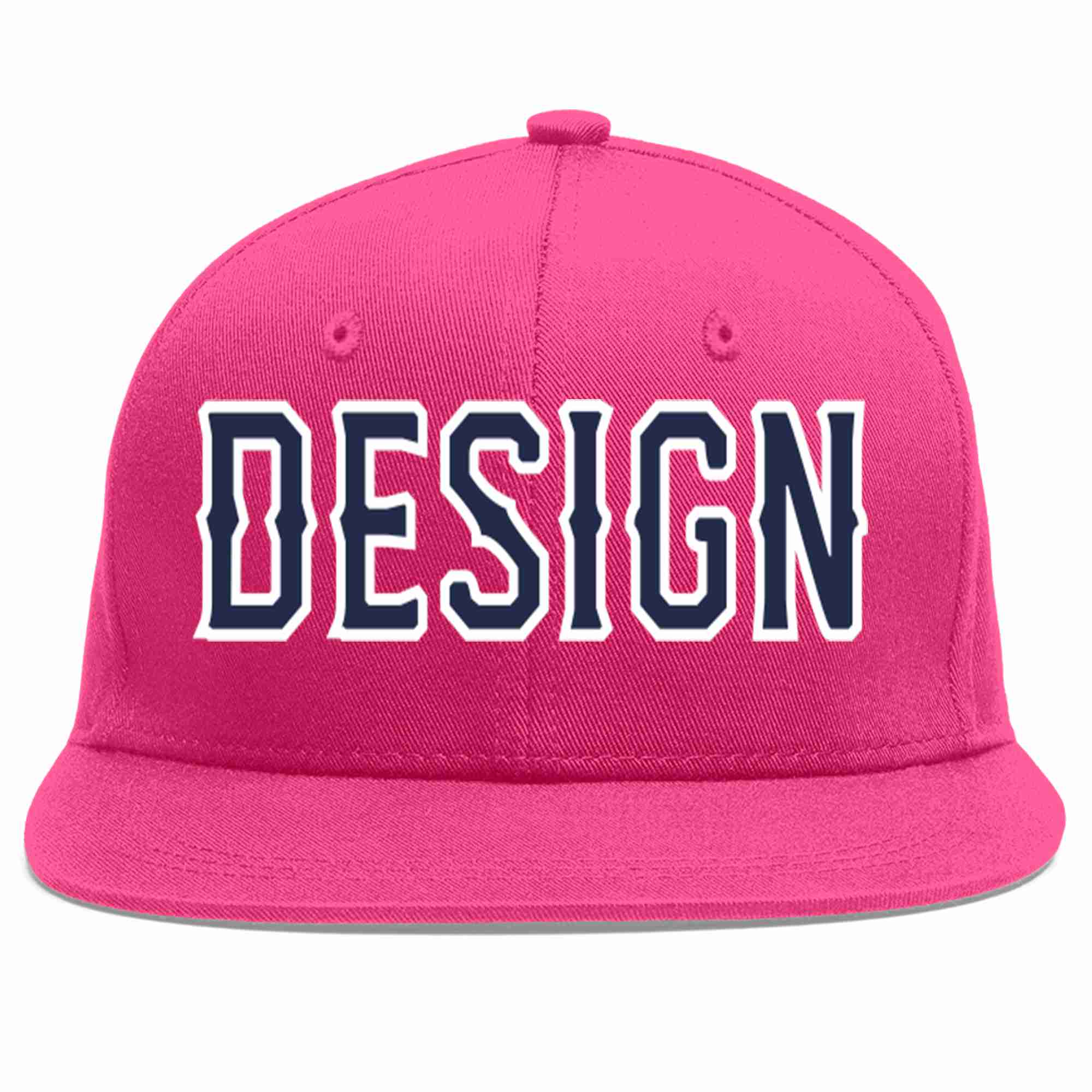 Custom Rose Red Navy-White Flat Eaves Sport Baseball Cap Design for Men/Women/Youth