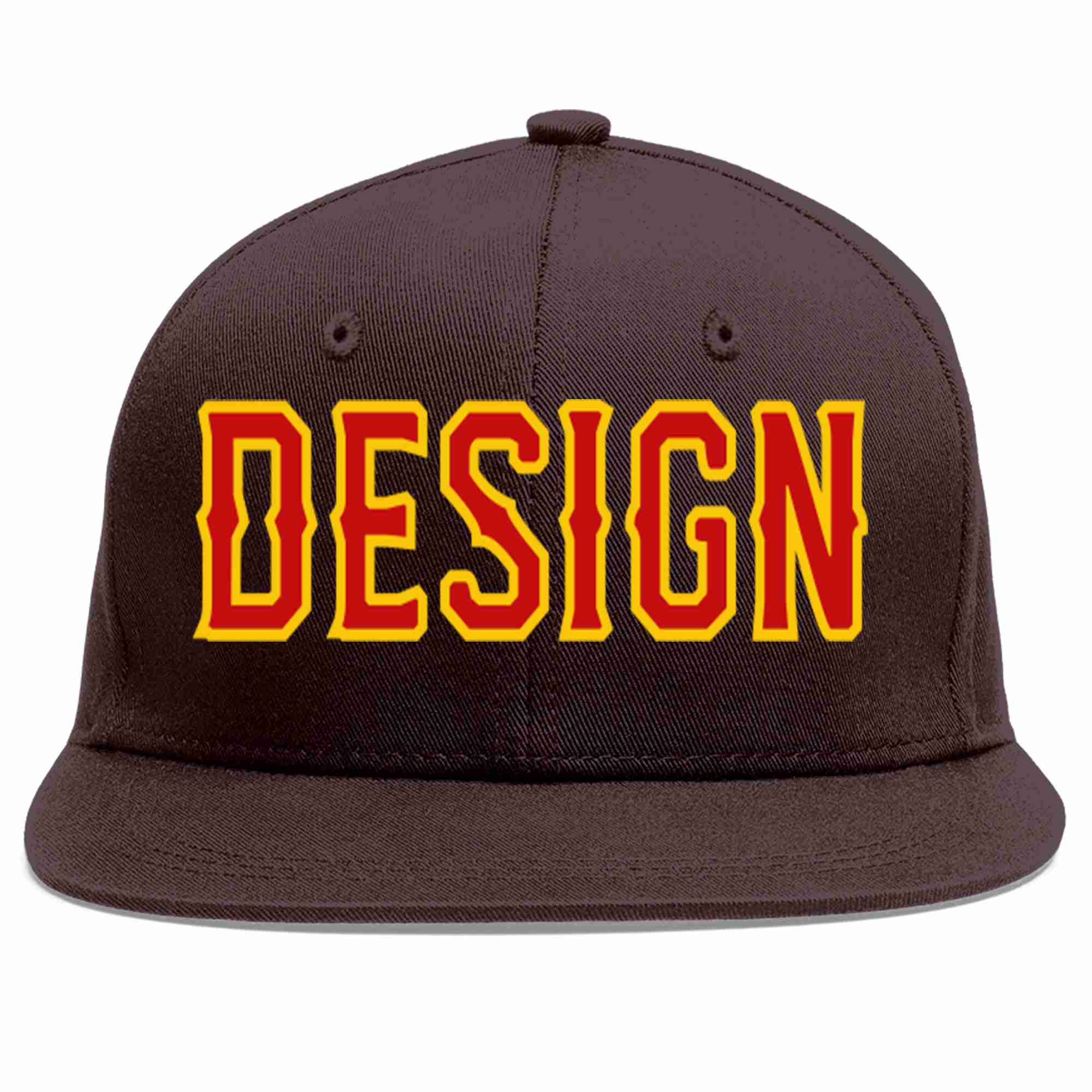 Custom Brown Red-Yellow Flat Eaves Sport Baseball Cap Design for Men/Women/Youth