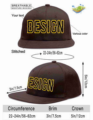 Custom Brown Black-Gold Flat Eaves Sport Baseball Cap Design for Men/Women/Youth