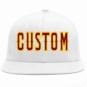 Custom White Crimson-Gold Casual Sport Baseball Cap