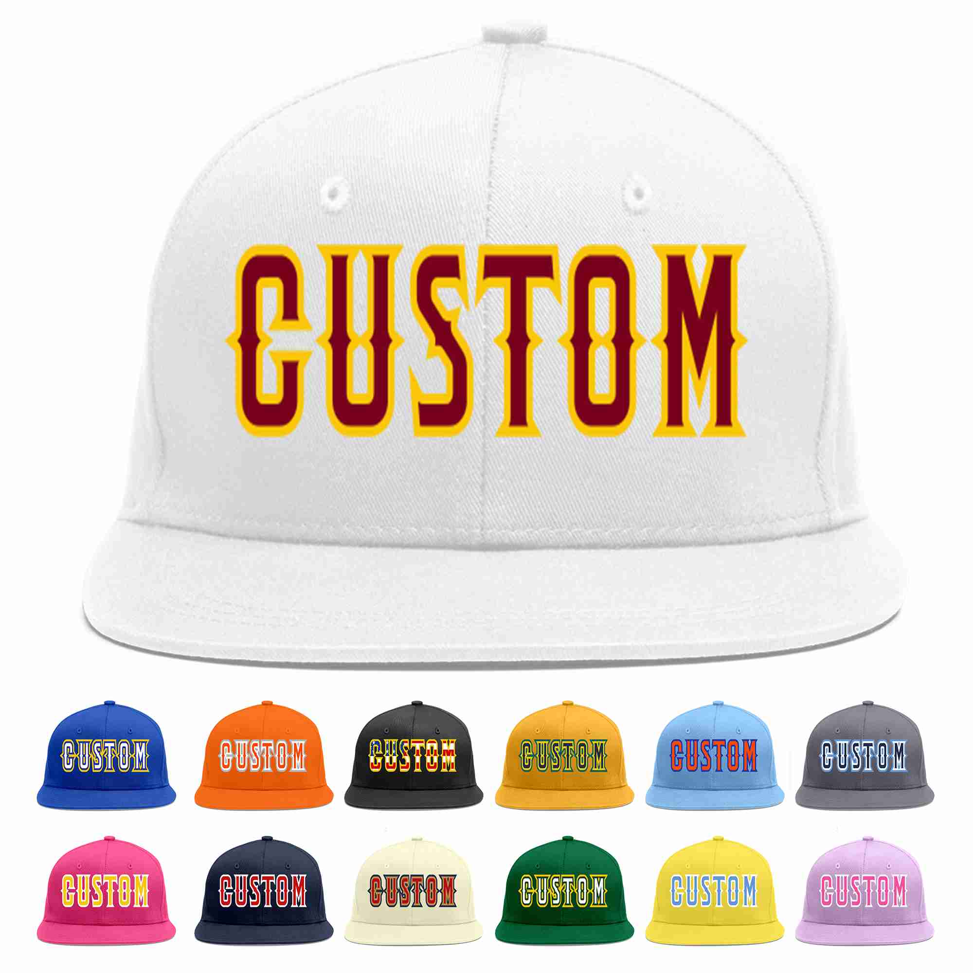 Custom White Crimson-Gold Casual Sport Baseball Cap