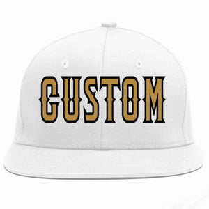 Custom White Old Gold-Black Casual Sport Baseball Cap