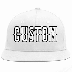 Custom White White-Black Casual Sport Baseball Cap