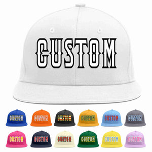 Custom White White-Black Casual Sport Baseball Cap