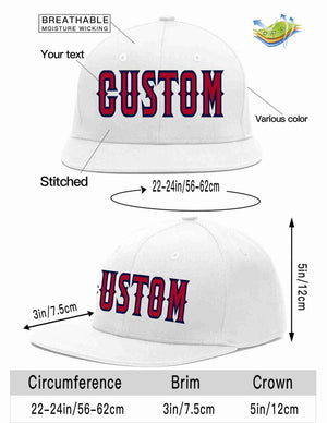 Custom White Red-Navy Casual Sport Baseball Cap