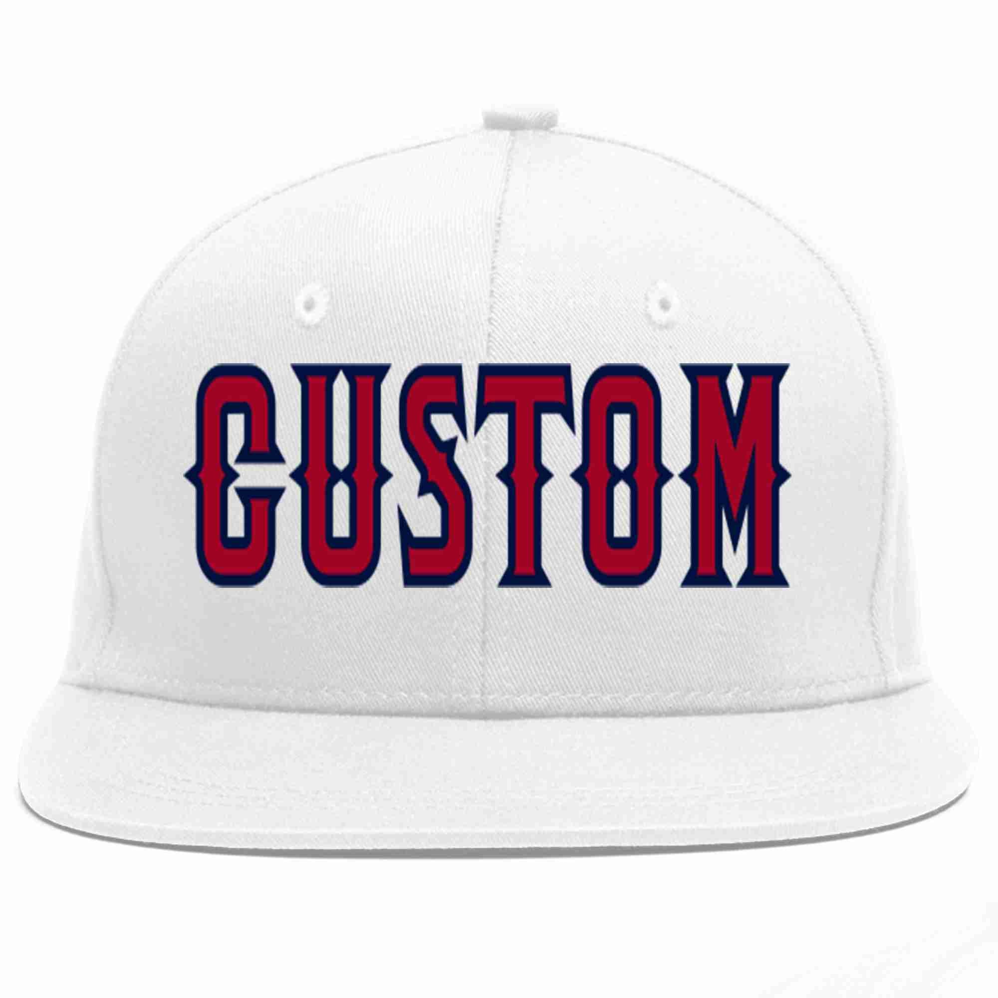 Custom White Red-Navy Casual Sport Baseball Cap