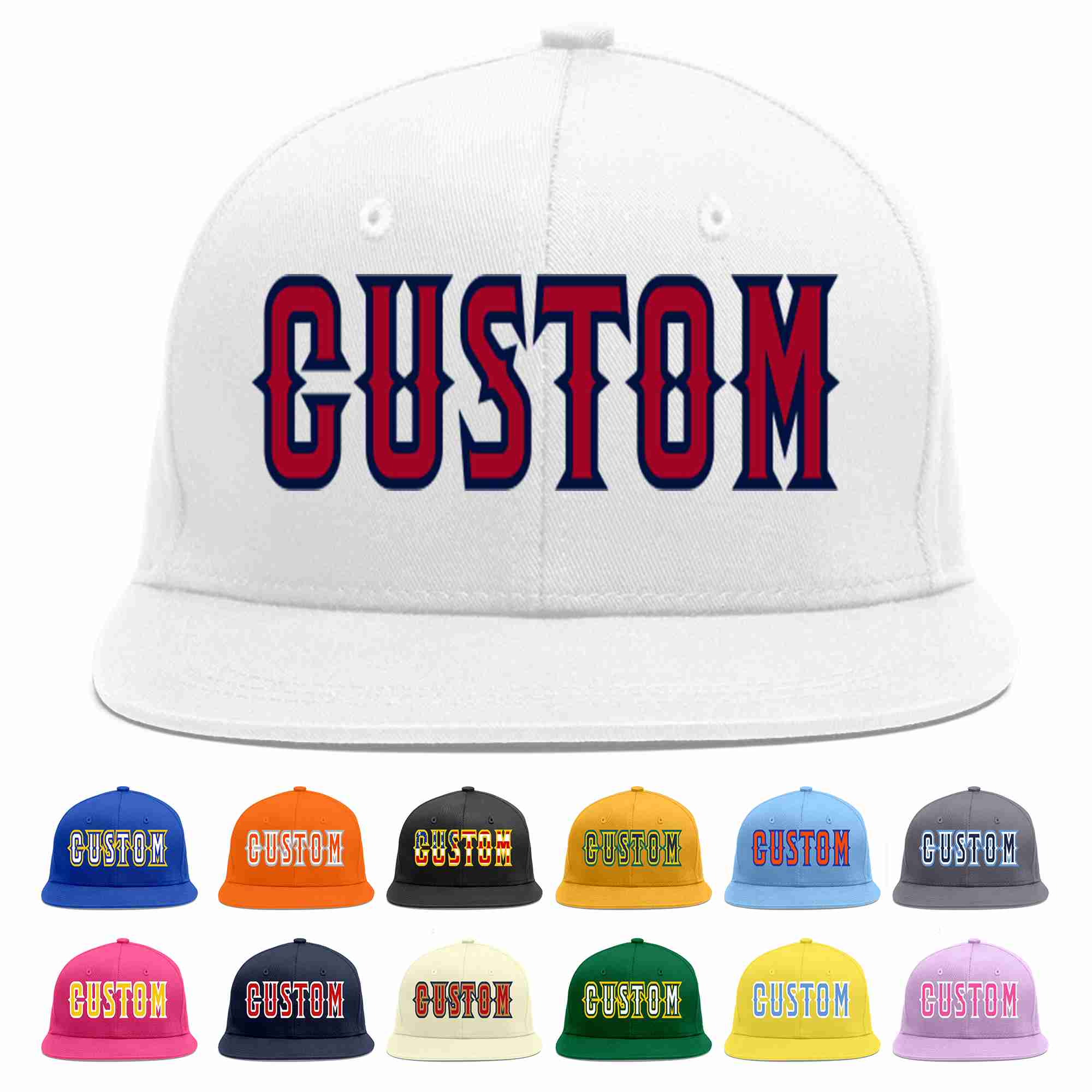 Custom White Red-Navy Casual Sport Baseball Cap