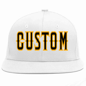 Custom White Black-Yellow Casual Sport Baseball Cap