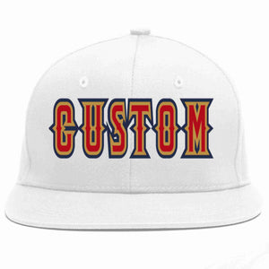 Custom White Red-Old Gold Casual Sport Baseball Cap