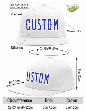 Custom White Royal-White Casual Sport Baseball Cap