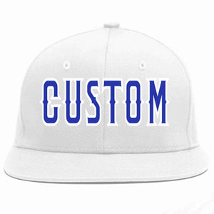 Custom White Royal-White Casual Sport Baseball Cap