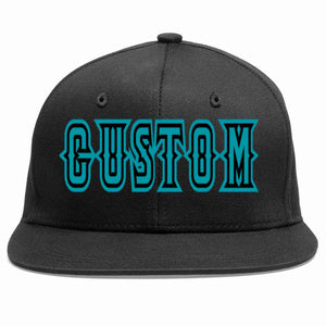 Custom Black Aqua-Black Casual Sport Baseball Cap