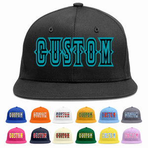 Custom Black Aqua-Black Casual Sport Baseball Cap