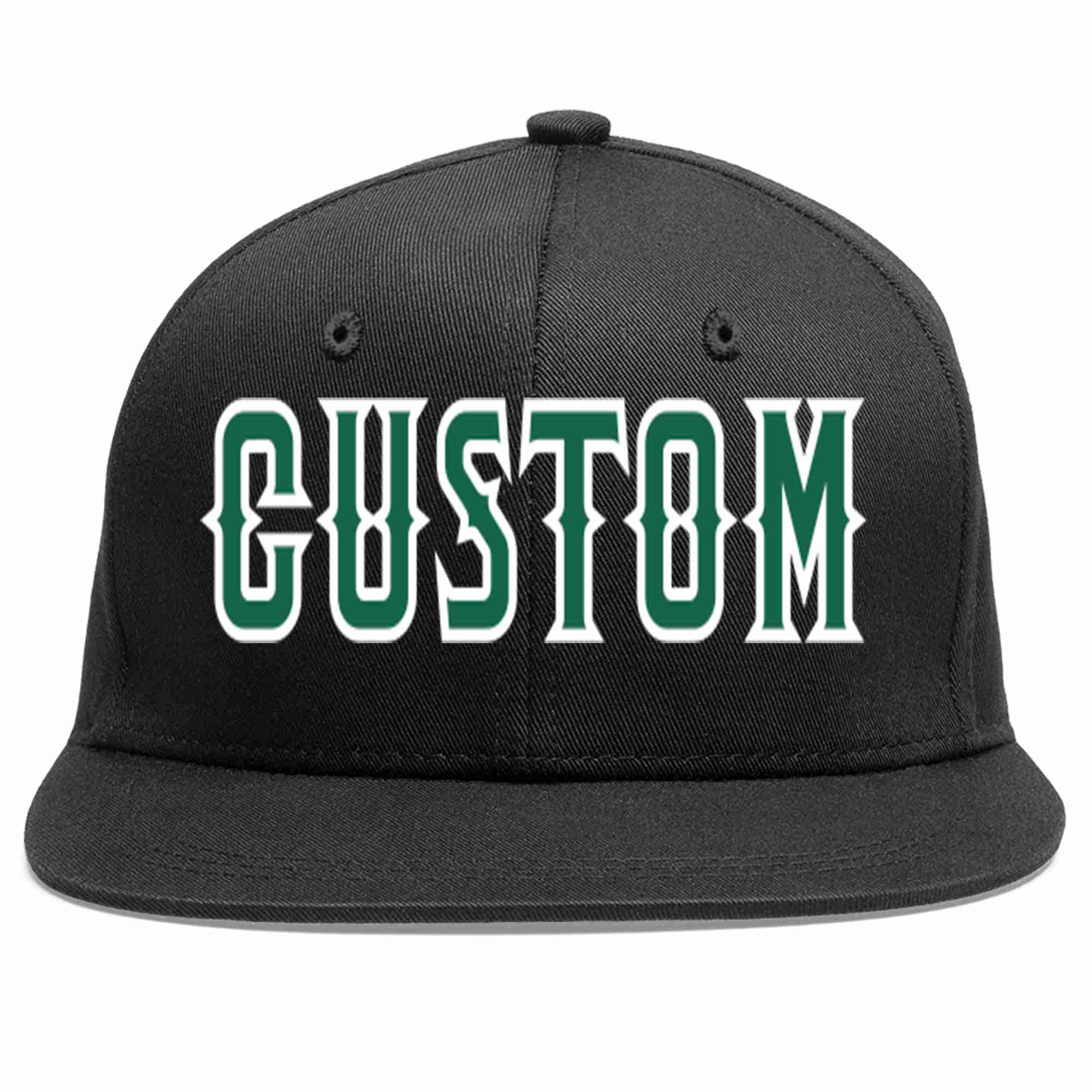 Custom Black Kelly Green-White Casual Sport Baseball Cap