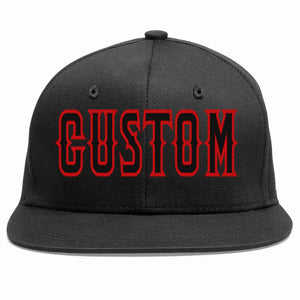 Custom Black Black-Red Casual Sport Baseball Cap