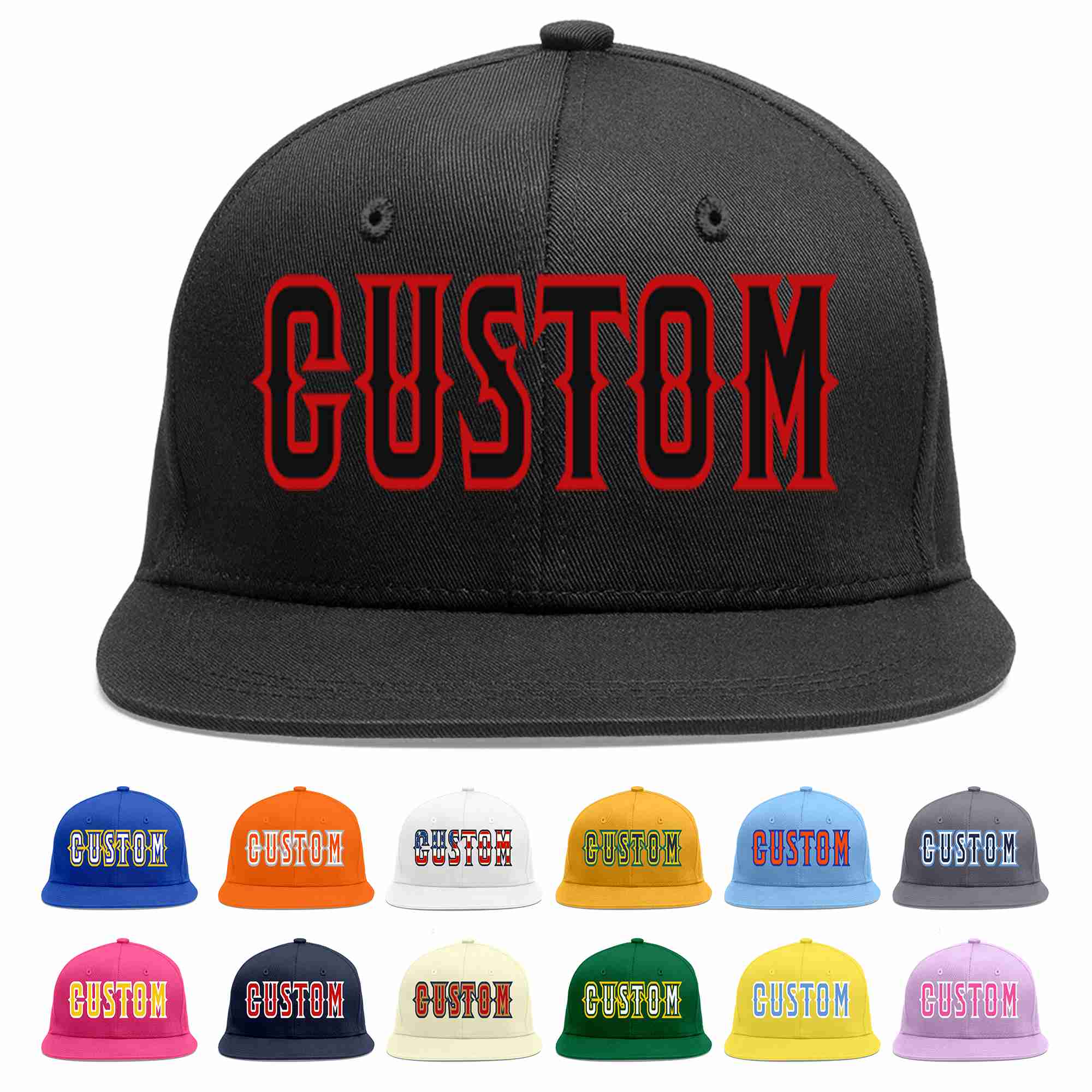 Custom Black Black-Red Casual Sport Baseball Cap