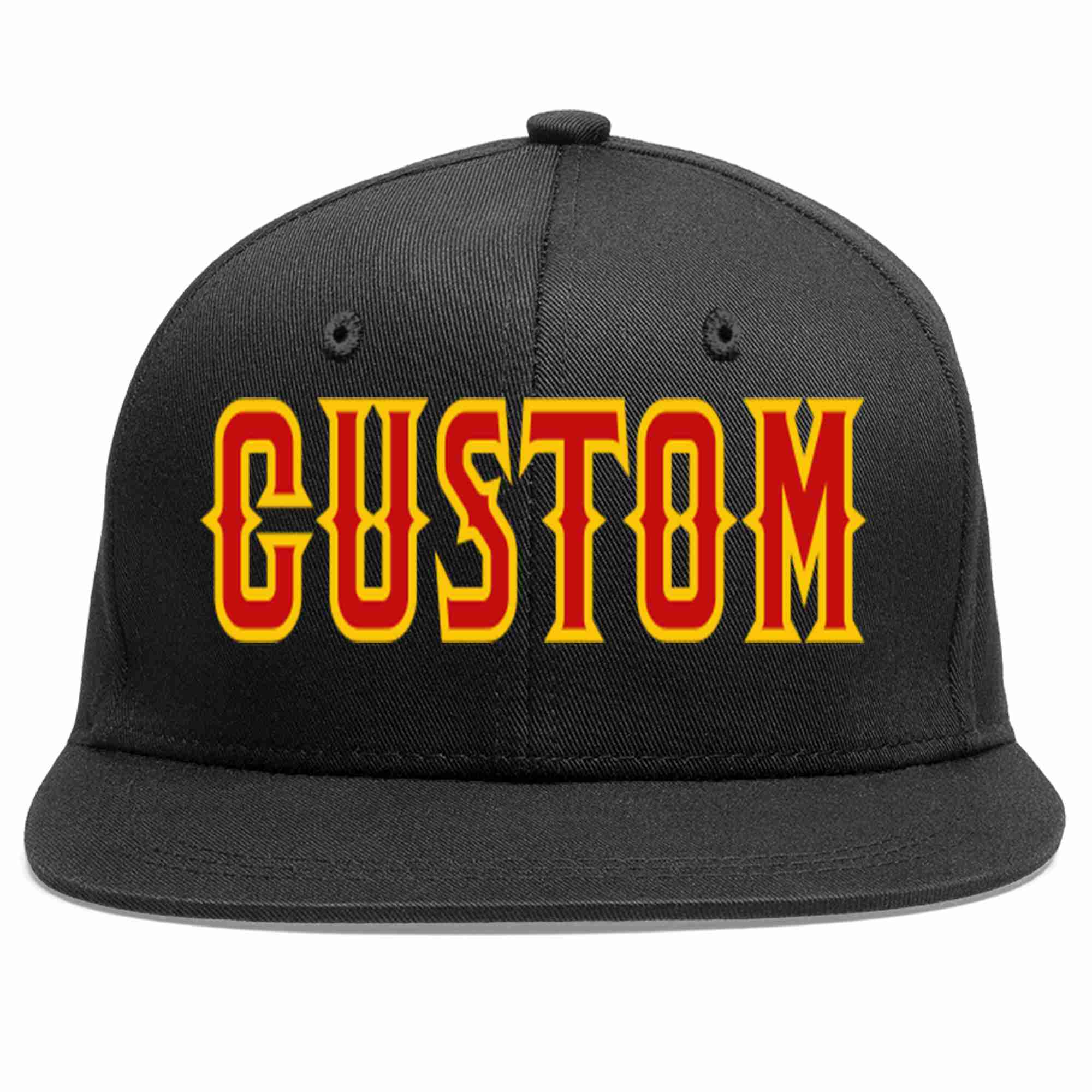 Custom Black Red-Yellow Casual Sport Baseball Cap