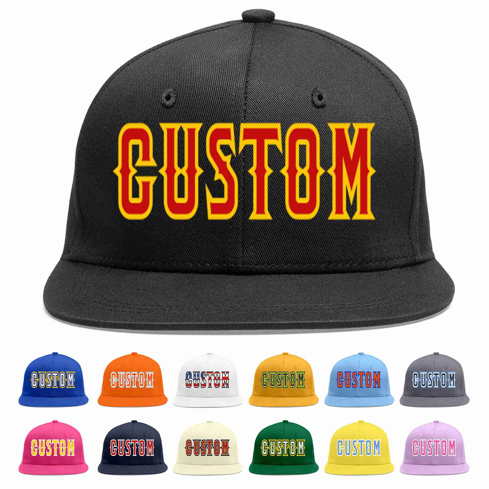 Custom Black Red-Yellow Casual Sport Baseball Cap