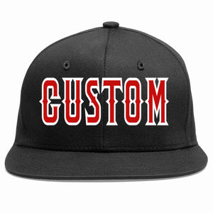 Custom Black Red-White Casual Sport Baseball Cap