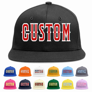 Custom Black Red-White Casual Sport Baseball Cap