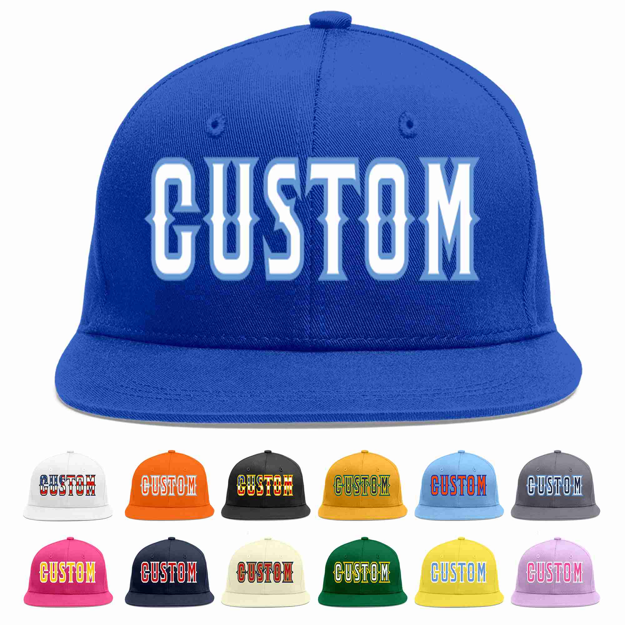 Custom Royal White-Light Blue Casual Sport Baseball Cap