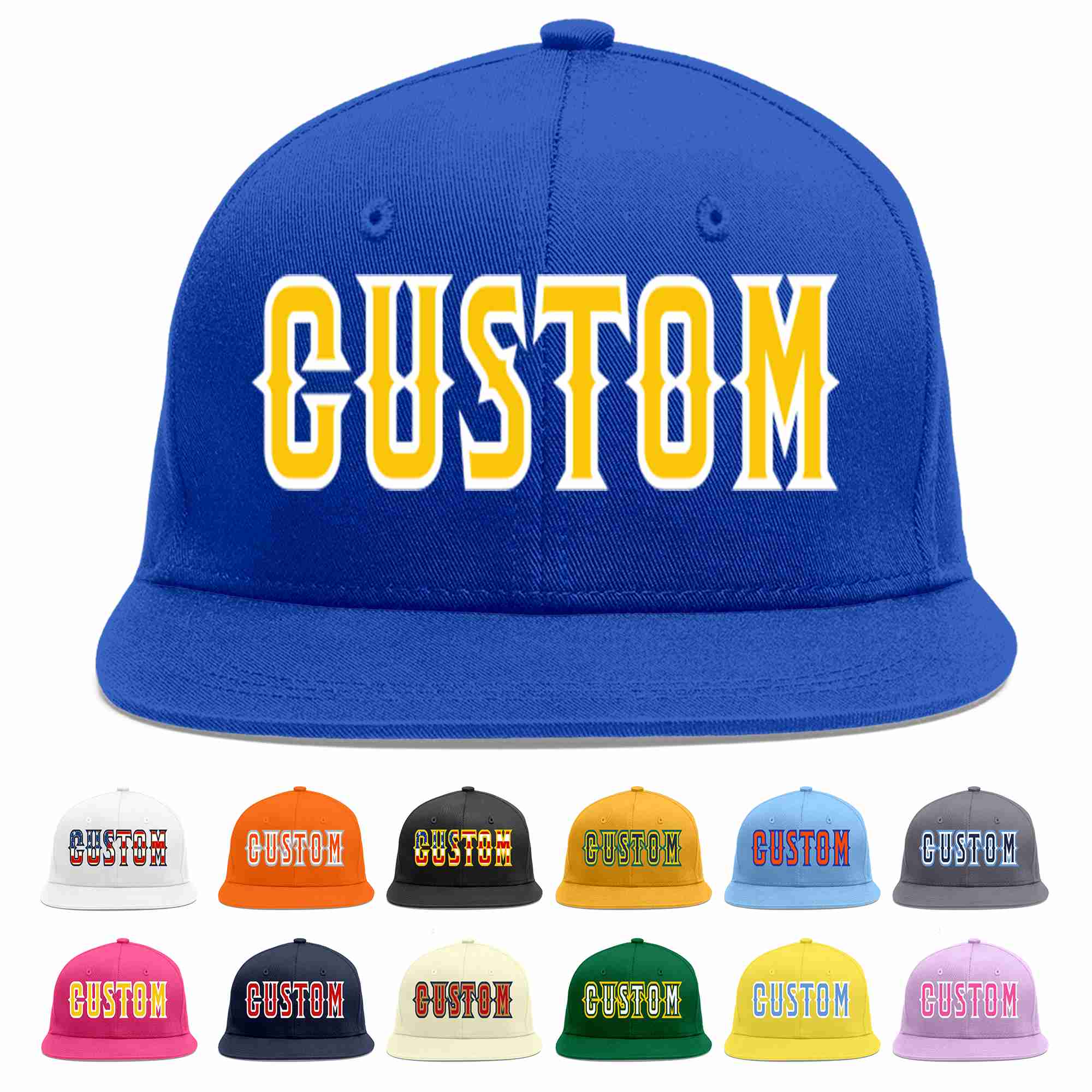 Custom Royal Gold-White Casual Sport Baseball Cap