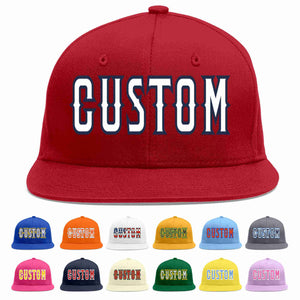 Custom Red White-Navy Casual Sport Baseball Cap