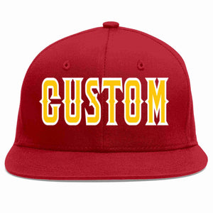 Custom Red Gold-White Casual Sport Baseball Cap