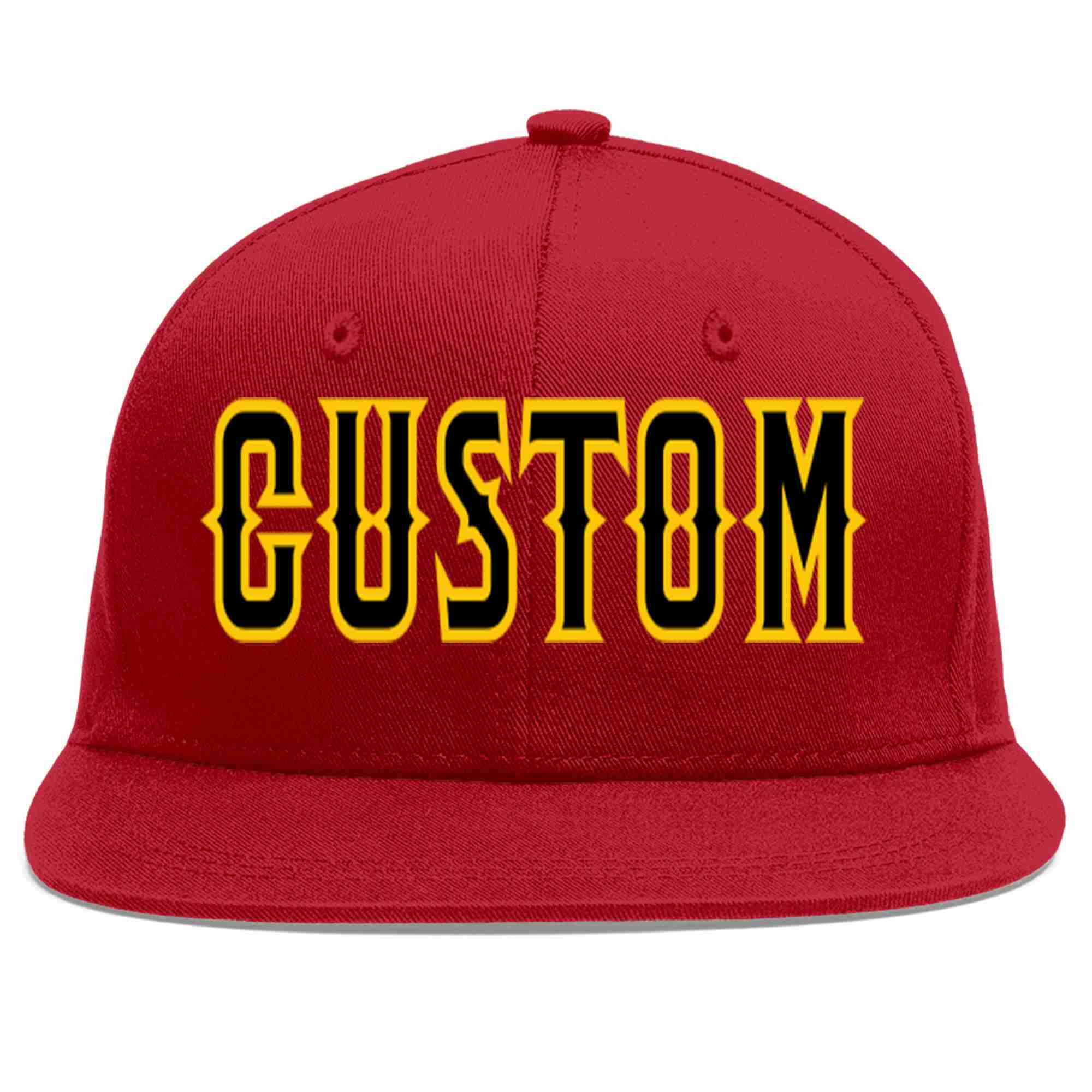 Custom Red Black-Gold Casual Sport Baseball Cap