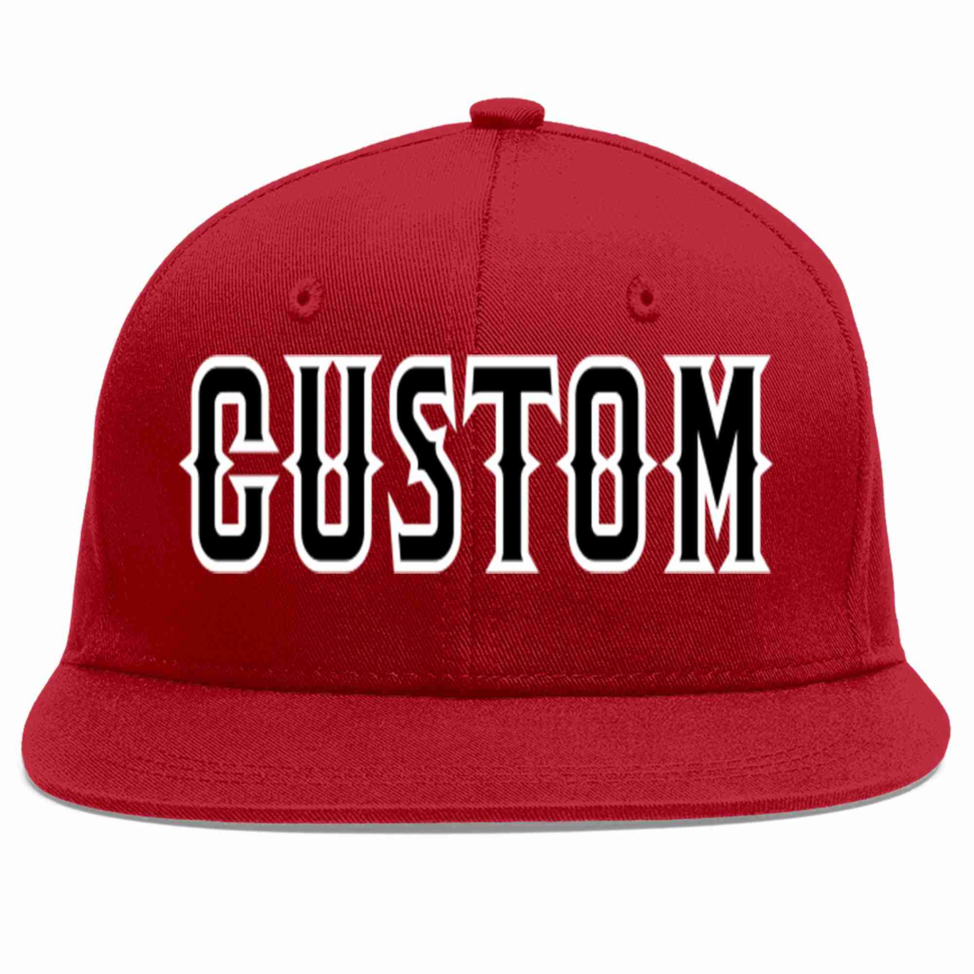 Custom Red Black-White Casual Sport Baseball Cap