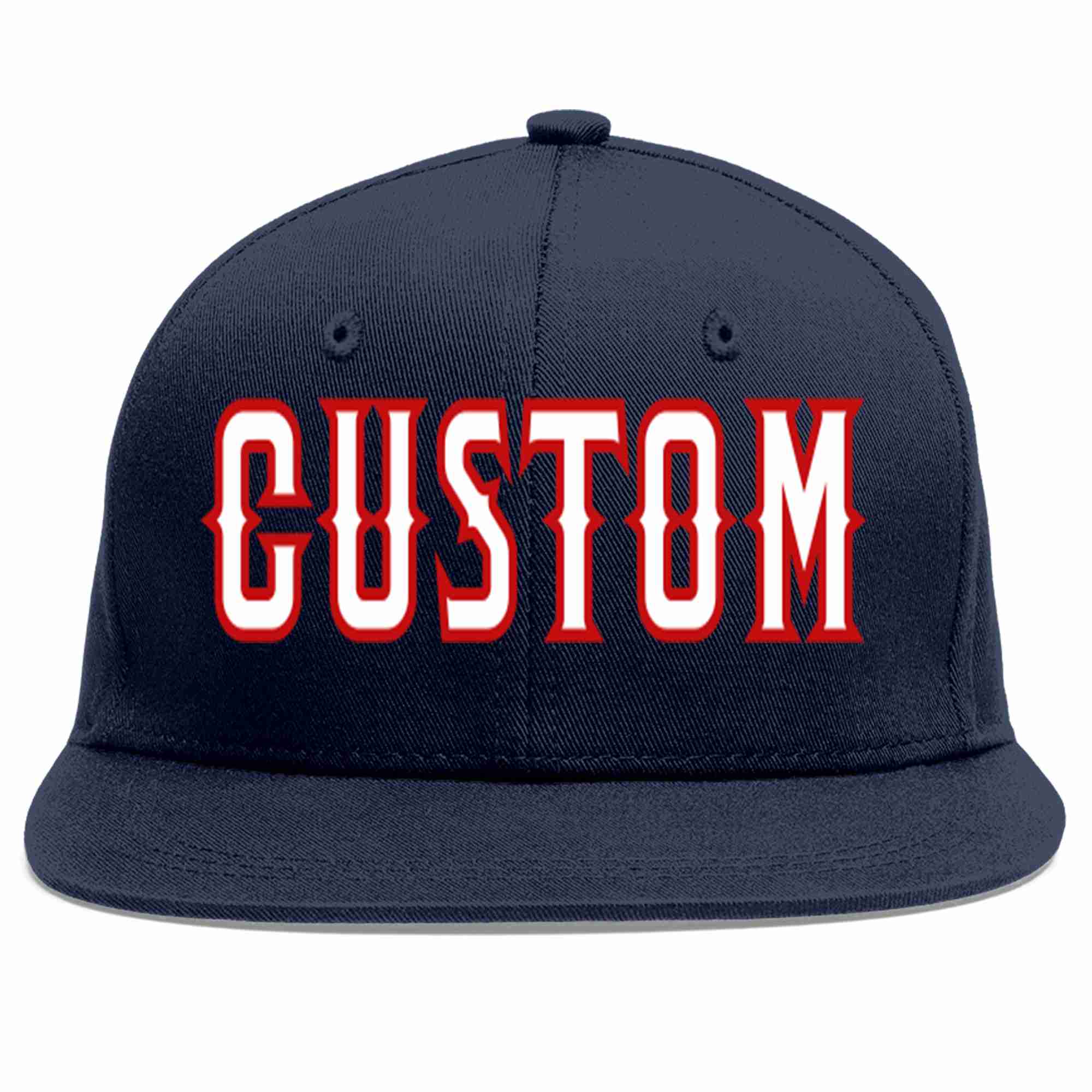 Custom Navy White-Red Casual Sport Baseball Cap