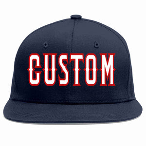 Casquette de baseball sport décontractée personnalisée bleu marine blanc-rouge