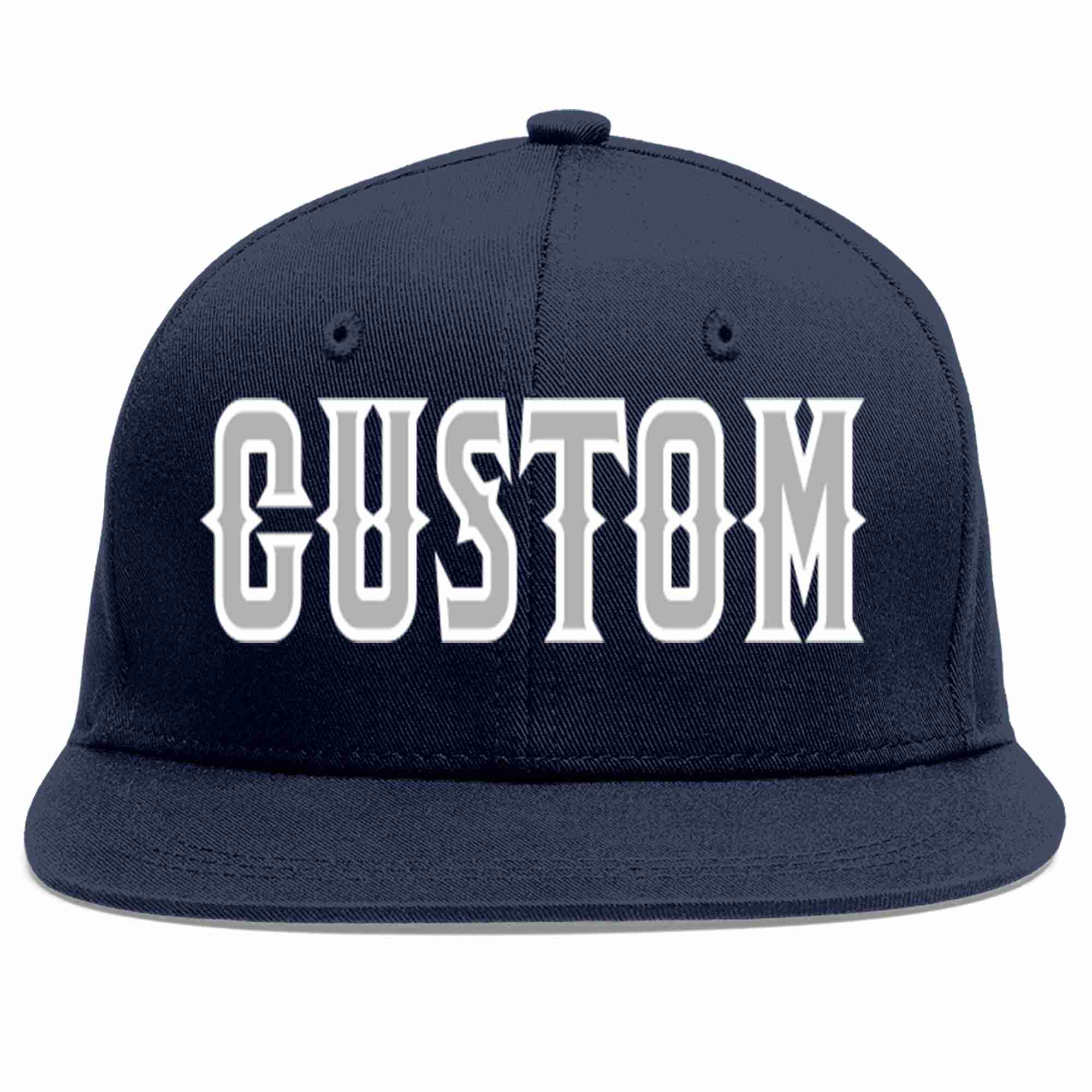 Custom Navy Gray-White Casual Sport Baseball Cap