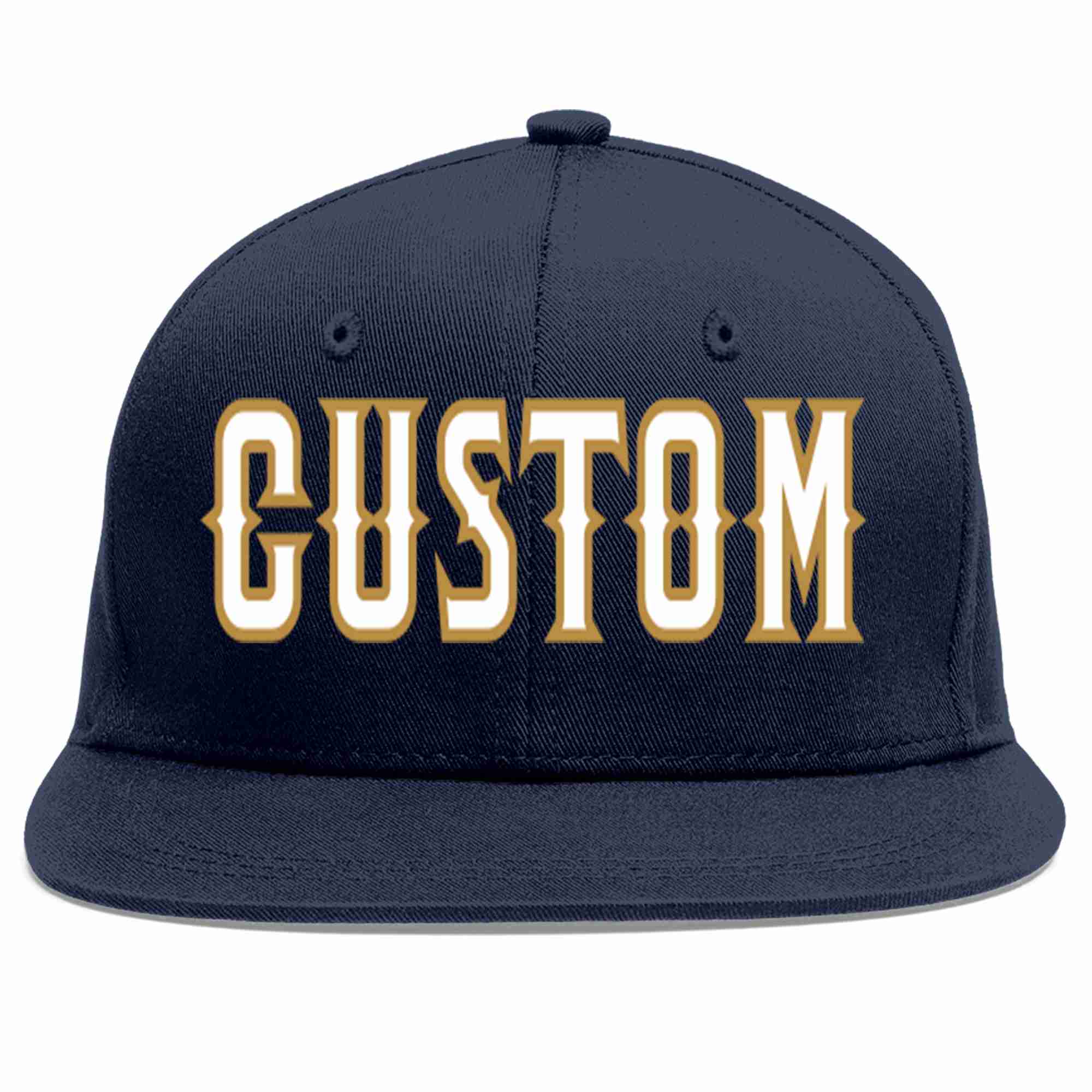 Custom Navy White-Old Gold Casual Sport Baseball Cap