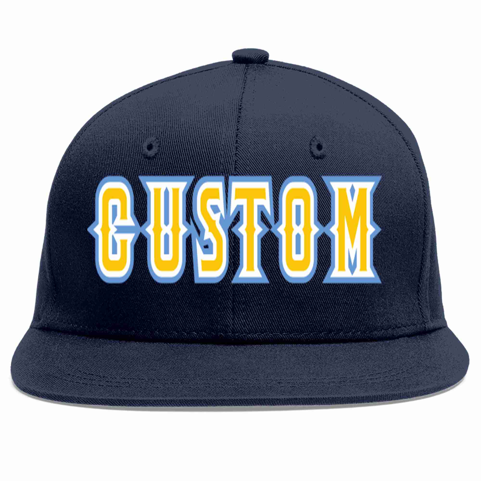 Custom Navy Gold-White Casual Sport Baseball Cap